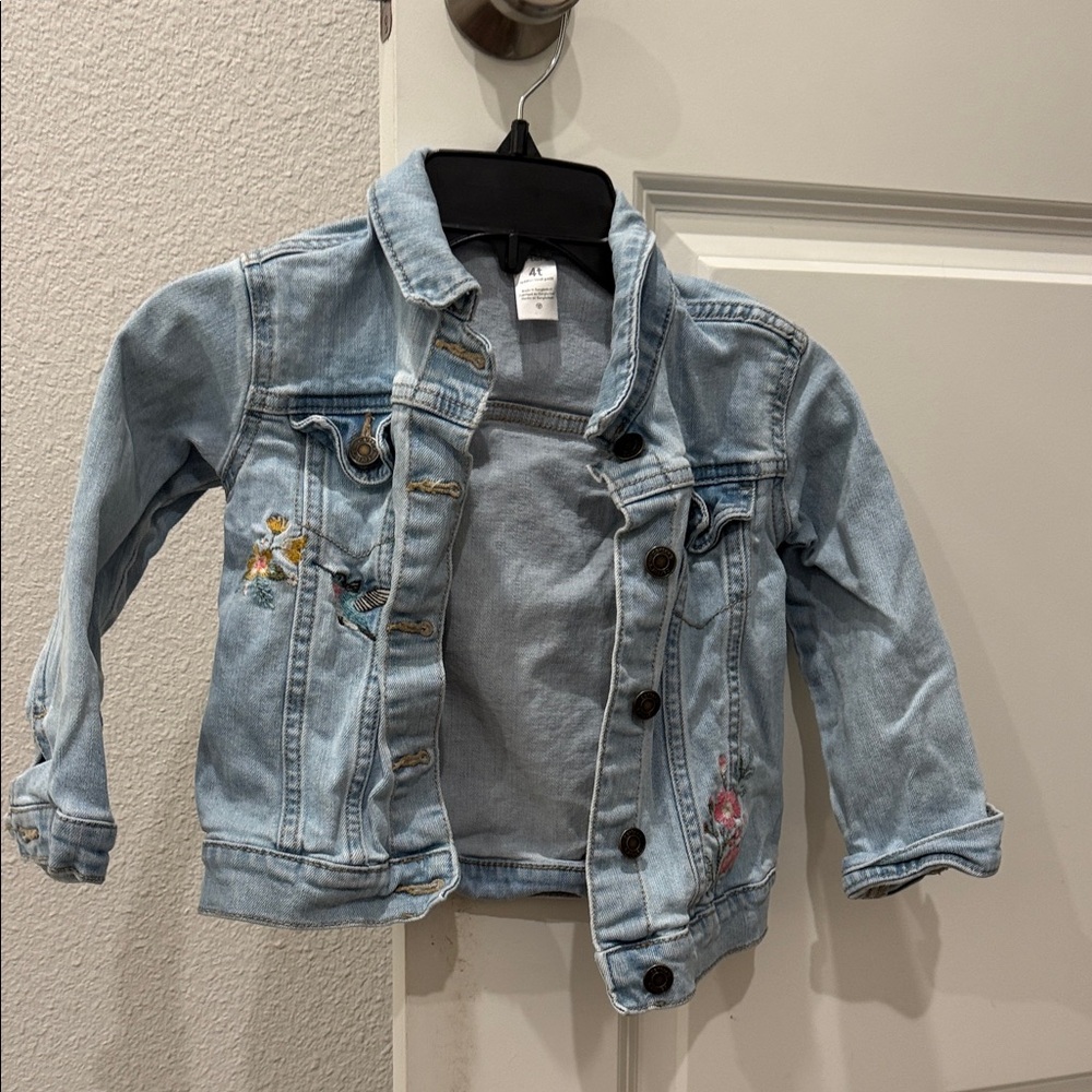 Carter's Light Blue Denim Jacket with Floral Embroidery